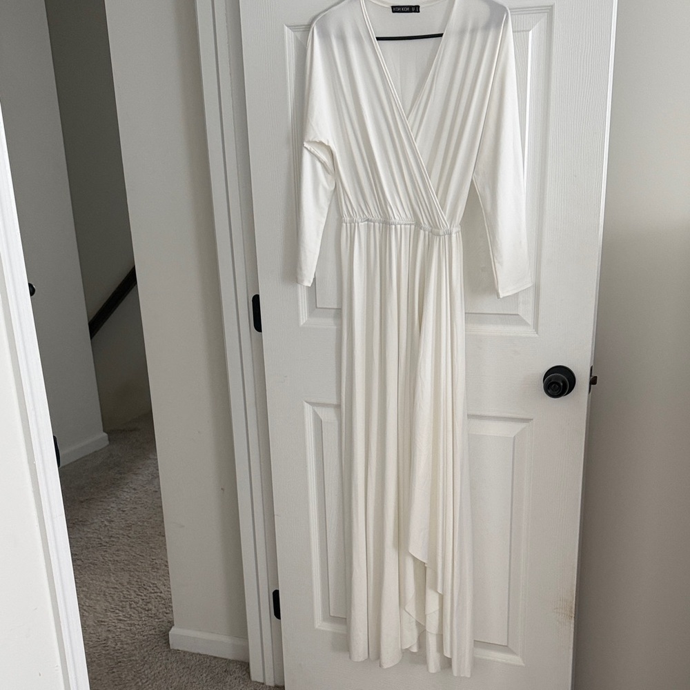 Bridal Elegant White Wrap Dress